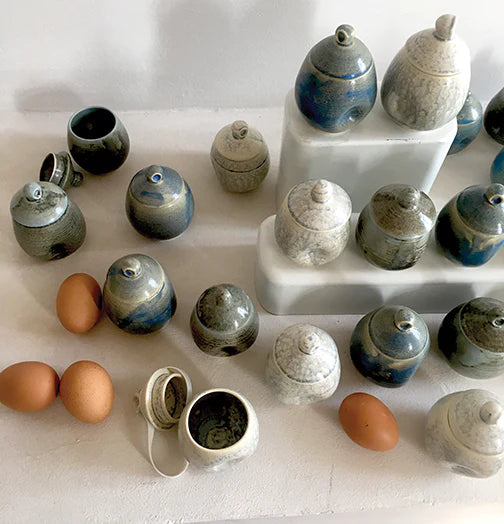 AggCoddler Lea Love Blue/Green Porcelain Multi-Purpose Gourmet Egg Cooker - AggCoddlerUSA