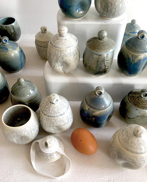 AggCoddler Lea Love Green/Grey Porcelain Multi-Purpose Gourmet Egg Cooker - AggCoddlerUSA