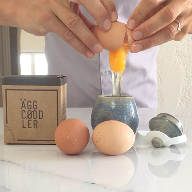 AggCoddler Lea Love Blue/Green Porcelain Multi-Purpose Gourmet Egg Cooker - AggCoddlerUSA