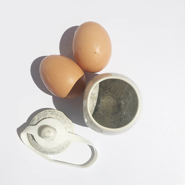 AggCoddler Lea Love Pearl/White Porcelain Multi-Purpose Gourmet Egg Cooker - AggCoddlerUSA