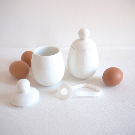 AggCoddler Henrik Porcelain Multi-Purpose 2-Piece Gourmet Egg Cooker Set - AggCoddlerUSA