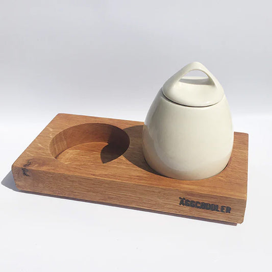 AggCoddler Porcelain Multi-Purpose 2-Piece Tall Sushi Gourmet Egg Cooker with Serving Tray Set - AggCoddlerUSA